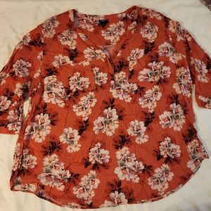 Torrid 3 Orange floral Harper blouse